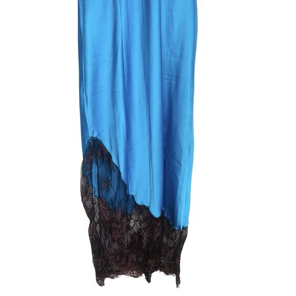 Y2k Fairy Silky Lace Slip Dress Midi Slit Women Size 4 Romantic Sultry Goth Glam - Picture 9 of 13